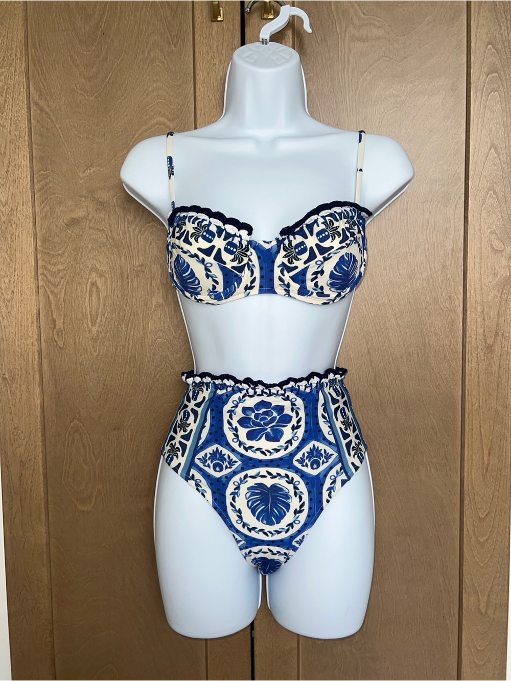 Farm Rio Blue Tile Bikini Top - Picture 6 of 7